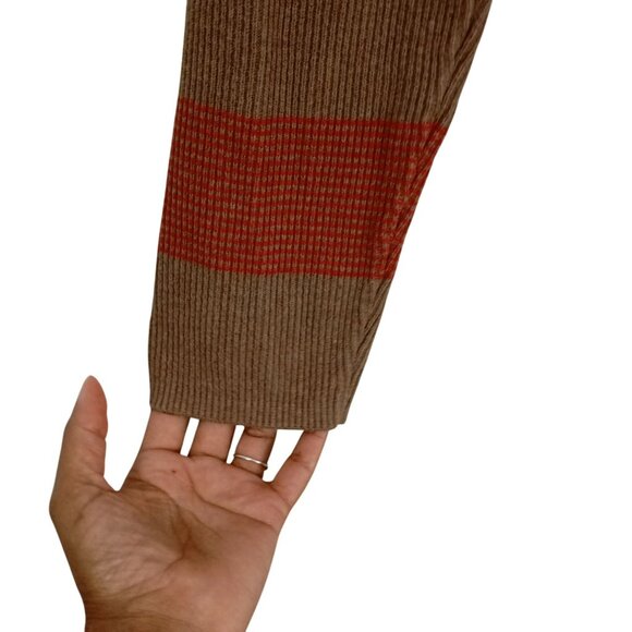 Banana Republic Sweater Mens Striped L Brown & Red 100% Cotton Crewneck - Picture 3 of 9